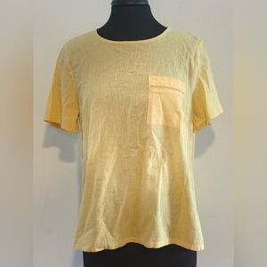 Liz Claiborne Women’s Linen Short Sleeve Tee Light Yellow Medium